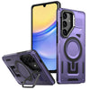 For Samsung Galaxy A15 Shield Hollow Frame Holder MagSafe Phone Case(Purple)