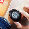 Skmei 1540 Fashion Outdoor Sports Large Dial Student Watch Multi Function Waterproof Mens Electronic Watch(Black White)