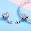 S925 Sterling Silver Bear Balloon Heart-shaped Inlaid Zirconium Diamond DIY Bead Bracelet Accessories, Style:Bead+Chain