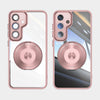 For Samsung Galaxy S25+ 5G 360 Holder MagSafe Acrylic Hybrid TPU Phone Case(Pink)