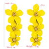 1 Pair Multilayer Flower Earrings Alloy Paint Long Earrings(Red)