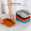 Rectangular Double Pull Basket Foldable Silicone Air Fryer Baking Pan(Blue)