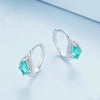 BSE783 Sterling Silver S925 Blue Green Zircon Round Plated Gold Plated Earrings