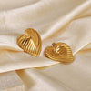 OPK GE938 1pair Simple Stainless Steel Heart Ruffled Earrings