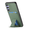 For Samsung Galaxy S25 Ultra 5G Carbon Fiber Card Bag Fold Stand Phone Case(Green)