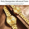 1pair OLEVS 5563 Couple Luminous Waterproof Quartz Watch(Gold)