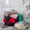 Handmade Thick Wool Knitted Blanket Sofa Chenille Stick Knitted Blanket, Size: 80 x 100 CM(Pink)