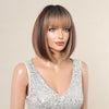 Women Full Bangs Bob Light Breathable Full Head Wig(Highlight Brown LC2132-1)