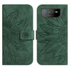 For Asus ROG Phone 6 Skin Feel Sun Flower Pattern Flip Leather Phone Case with Lanyard(Green)