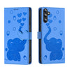 For Samsung Galaxy A56 5G Cartoon Elephant Embossed Leather Phone Case(Blue)