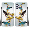 For Samsung Galaxy A32 5G Crystal Texture Colored Drawing Leather Phone Case(Gold Butterfly Feathers)