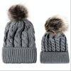 2 in 1 Autumn and Winter Parent-child Hat Set Warm Twist Texture Knit Hat with Wool Ball, Size:Parent-child(Gray)