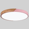 Wood Macaron LED Round Ceiling Lamp, Stepless Dimming, Size:30cm(Pink)