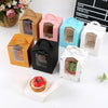 30 PCS Transparent Window 1 Piece Cardboard Portable Cup Cake Box Mousse Pastry Box Green