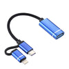 USB 3.0 Female to 8 Pin + USB-C / Type-C Male Charging + Transmission OTG Nylon Braided Adapter Cable, Cable Length: 11cm(Blue)