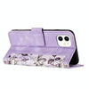 For iPhone 12 mini Floral Pattern Leather Phone Case with Lanyard(Light Purple)