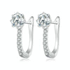 BSE856 Sterling Silver S925 White Gold Plated Simple Zircon Earrings