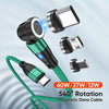 ENKAY PD60W Type-C to Type-C / 8 Pin / Micro USB Magnetic 540 Degrees Rotating Fast Charging Cable, Length:2m(Black)