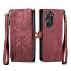 For ASUS Zenfone 10 Geometric Zipper Wallet Side Buckle Leather Phone Case(Red)