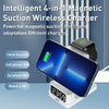 15W 4 in 1 Magnetic Clock Desktop Vertical Wireless Charger (Black)