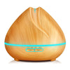 Peach Shape Wood Grain Remote Control Ultrasonic Humidifier Aromatherapy Machine Automatic Alcohol Sprayer with LED Lights, Capacity: 400mL, UK Plug (Light Wood Color)