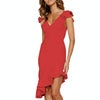 Sleeveless Ruffled Slim Backless Sexy Dress, Size: M(Red)