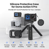 For DJI Osmo Action 5 Pro aMagisn Silicone Protective Case with Lanyard and Lens Cap(Black)