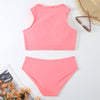 Woman Sexy Vest High Waist Two Piece Bikini Swimsuit, Size:XL(Pink)