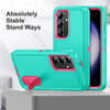 For Samsung Galaxy S24 / S25 5G Rugged PC Hybrid Silicone Phone Case with Holder(Light Green+Rose Red)