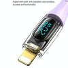 USAMS Type-C to 8 Pin PD20W Aluminum Alloy Transparent Digital Display Fast Charge Data Cable, Cable Length:2m(Purple)
