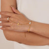 OPK GS1557 2 in 1 Simple Stainless Steel Hand Back Chain Love Heart Ring Bracelet Integrated Hand Jewelry