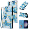 For Samsung Galaxy S25 5G Marble Bronzing Stitching Leather Phone Case(Blue)