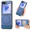 For Samsung Galaxy Z Flip4 Twill Fabric Leather Skin Magnetic Back Phone Case(Blue)