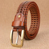 Wide Edition Hand Woven Lacquered Genuine Leather Waistband for Men, Belt Length:100cm(Brown)