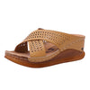 Thick-Bottomed Muffin Wedge Sandals, Shoe Size:36(Brown)