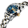JIN SHI DUN 8813 Fashion Waterproof Luminous Automatic Mechanical Watch, Style:Women(Silver Gold Blue)