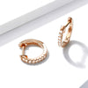 S925 Sterling Silver Circle Earrings Zircon Earrings, Color:Rose Gold