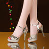 Waterproof Platform Word Buckle Fish Mouth High Heels, Shoe Size:37 (Silver)