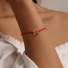S925 Sterling Silver Christmas Socks Red Rope Bracelet Women Jewelry
