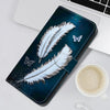 For Samsung Galaxy S23 5G Crystal Texture Colored Drawing Leather Phone Case(White Butterfly Feathers)
