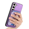 For Samsung Galaxy S23 FE 5G Retro Cross Leather Ring Vertical Insert Card Bag MagSafe Phone Case(Purple)