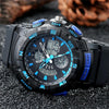 SANDA 775 Watch Male Electronic Watch Adult Middle School Students Youth Multi Functional Sports Water Proof Trend Double Watch(Blue)