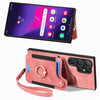 For Samsung Galaxy S25 Ultra 5G Retro Skin-feel Ring Multi-card Wallet Phone Case(Pink)