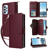 For Samsung Galaxy A23 5G Nine-card Slots Zipper Wallet Bag Leather Phone Case(Wine Red)