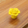 41mm Rose Shape Modern Literary Color Glazed Ceramic Cabinet Drawer Handle(Yellow)