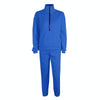 Ladies Spring And Autumn Casual Sports Street Fleece Sweatshirt Set S(Blue)