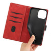 For iPhone 15 Plus Grid Stitching Leather Phone Case with Lanyard(Red)