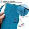 For Asus Zenfone 8 Flip Tree & Deer Embossed Leather Phone Case(Blue)