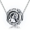 S925 Sterling Silver 26 English Letter Beads DIY Bracelet Necklace Accessories, Style:P