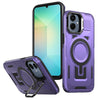 For Samsung Galaxy A06 4G Shield Hollow Frame Holder MagSafe Phone Case(Purple)